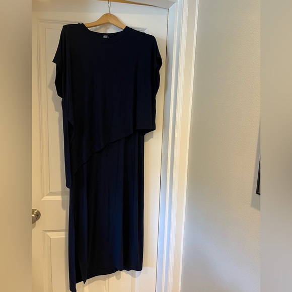 Sweaty Betty Mellow Tiered Maxi Dress in Navy Blue Women's Size XL Jersey knit - Picture 4 of 5